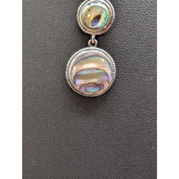 Vintage 925 Sterling Silver Abalone 'Y' Drop Chain Necklace - Picture 5 of 10